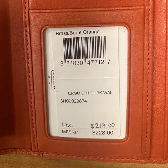 NEW old stock Coach ERGO trifold women's wallet w/removable check book insert - Picture 6 of 13